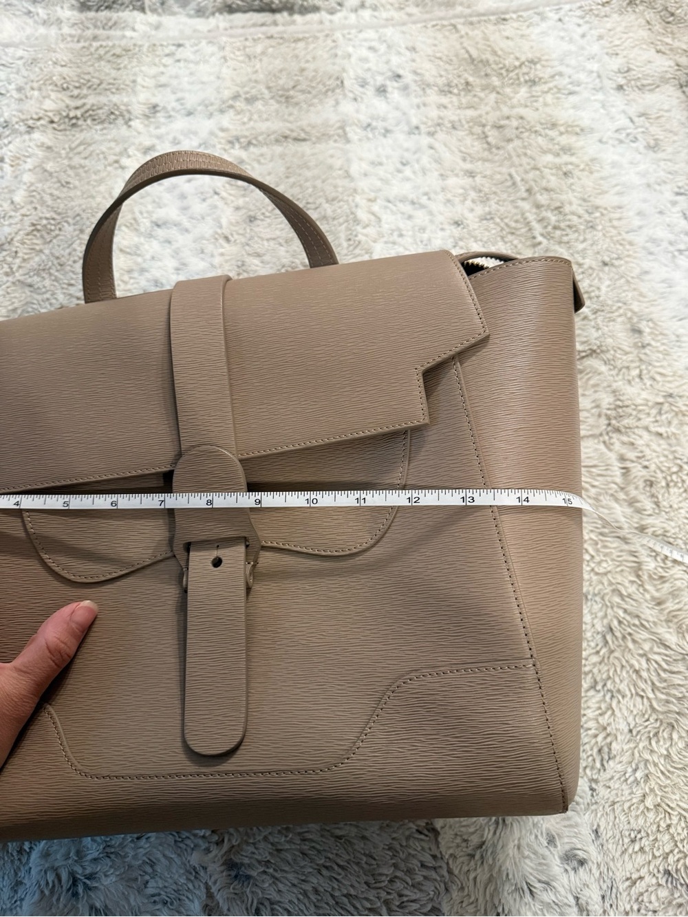 Senreve Maestra Mimosa Latte Gold Taupe Structured Leather Work School Bag - Picture 9 of 16